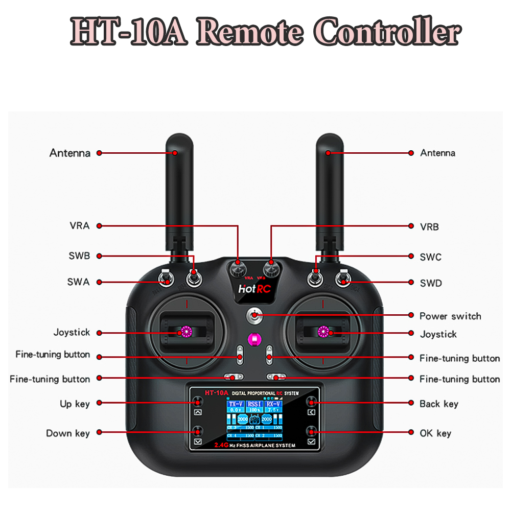 Hotrc HT-10A 2.4G 10CH Verici  - Rc Helicopter Motor incelemesi ve fiyatı